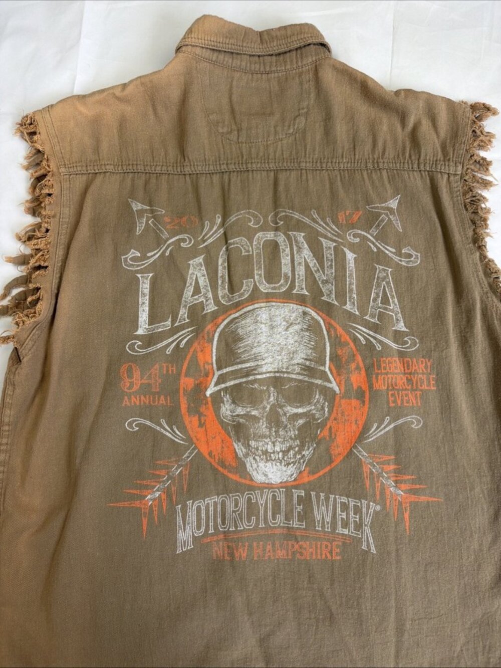 2017 Loconia Motorcycle Week Denim Blowout Cuttoff Shirt Skull Harley 2XL